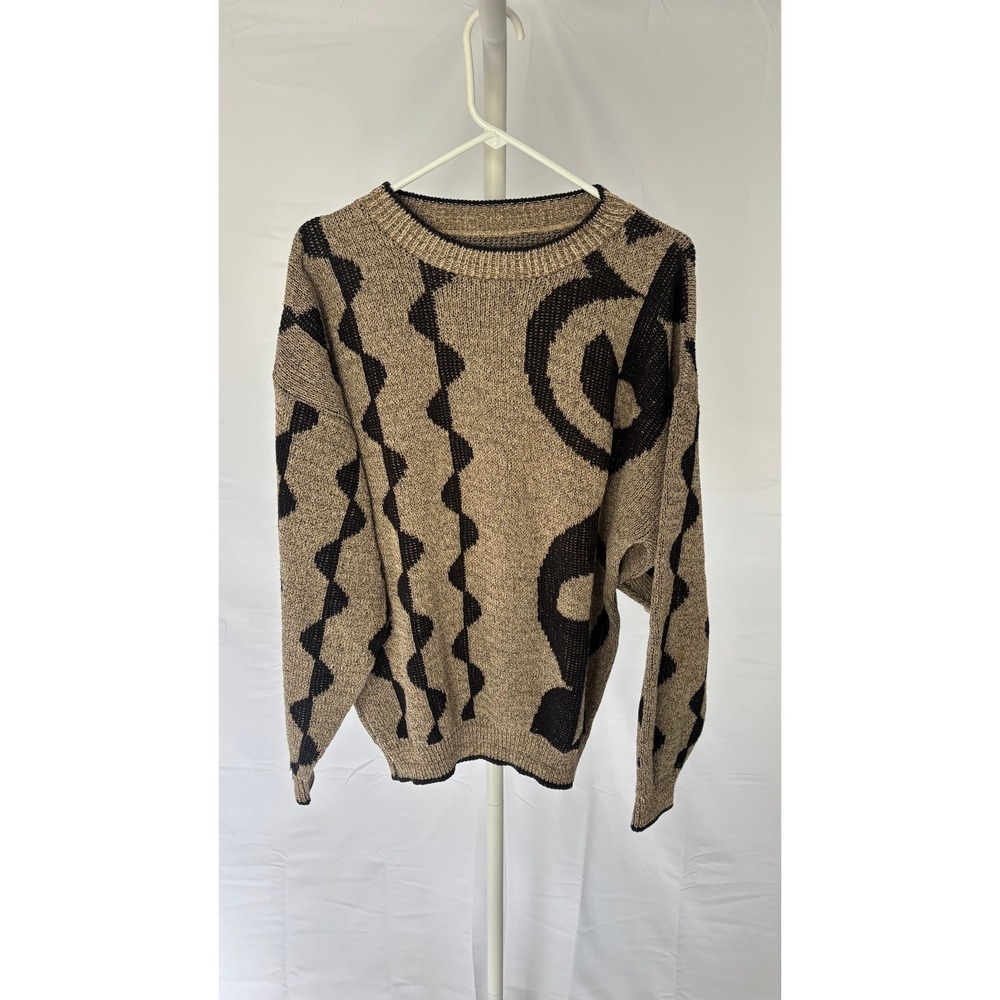 Vintage 90s Style Abstract Pattern Sweater - Unique, Cotton, Knit, Men's Fashion